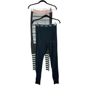 Lot of 2 Kari Traa Merino Wool Leggings Base Layer Pants Small Ski Snowboard